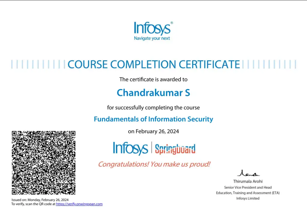 Information Security certificate image